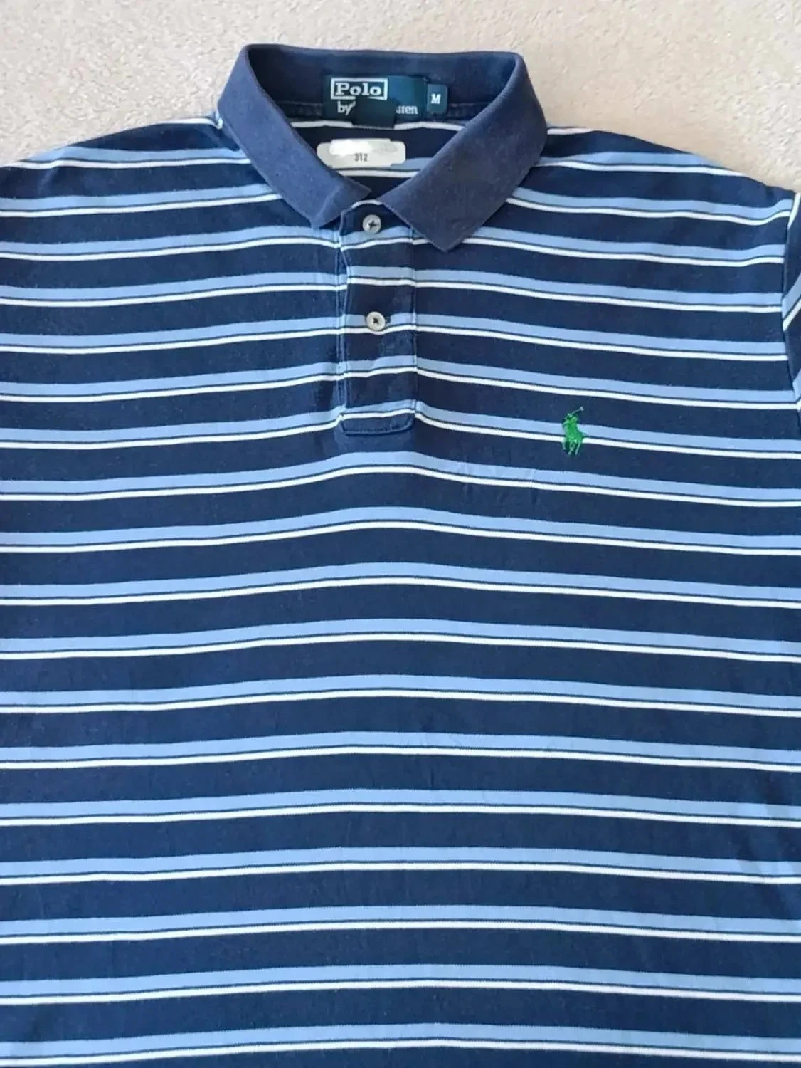 Polo Ralph Lauren marine met blauwe en witte strepen, groen geborduurd logo, maat M – photo 4